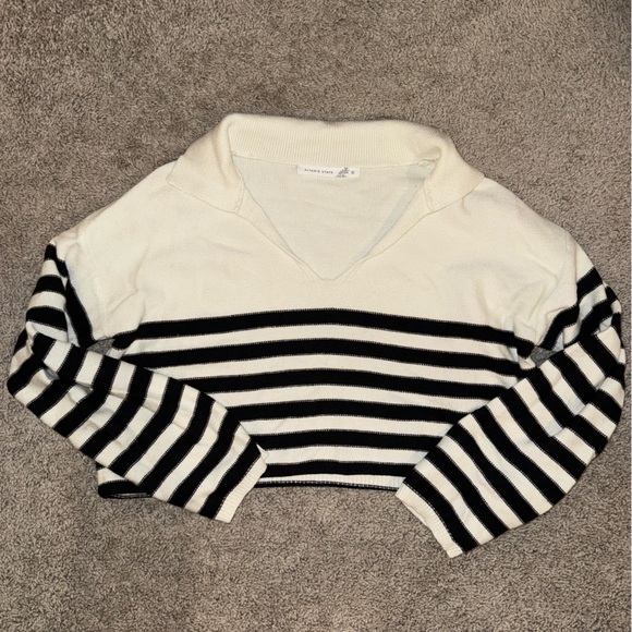 Altar'd State Sweaters - Altar’d State Cropped Striped Black and White Polo Sweater Women’s size Small